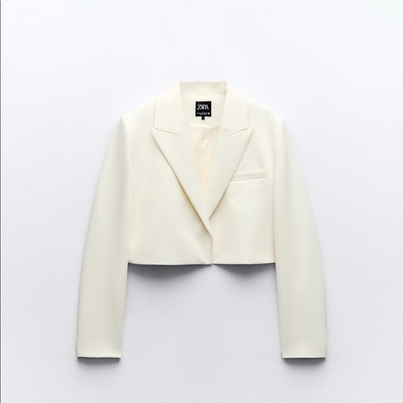 Zara new with tags cropped blazer, oyster white, size medium. - Picture 1 of 8